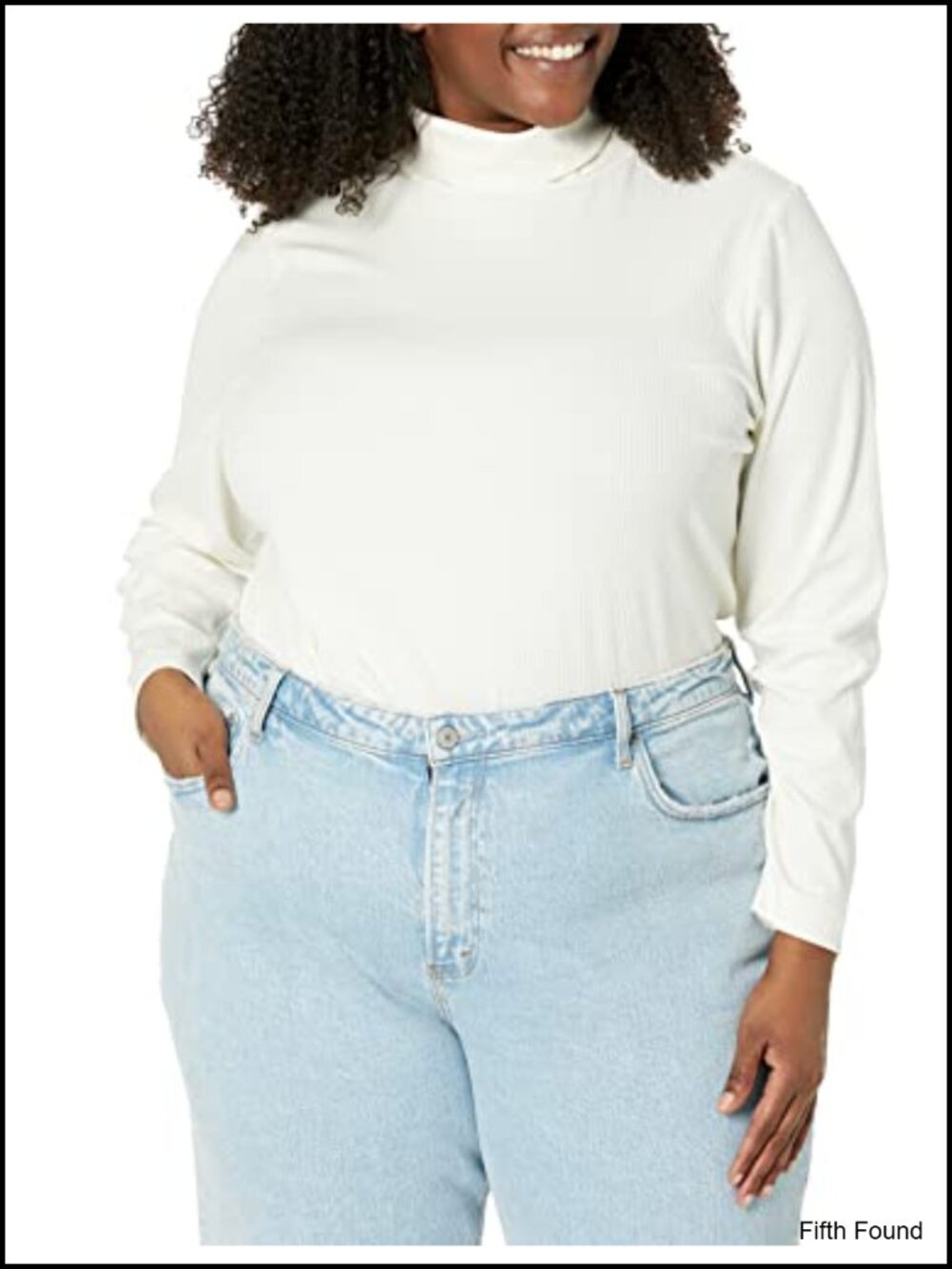 Slim-Fit Cotton Modal Rib Turtleneck Long Sleeve Layering Top - Picture 5 of 6